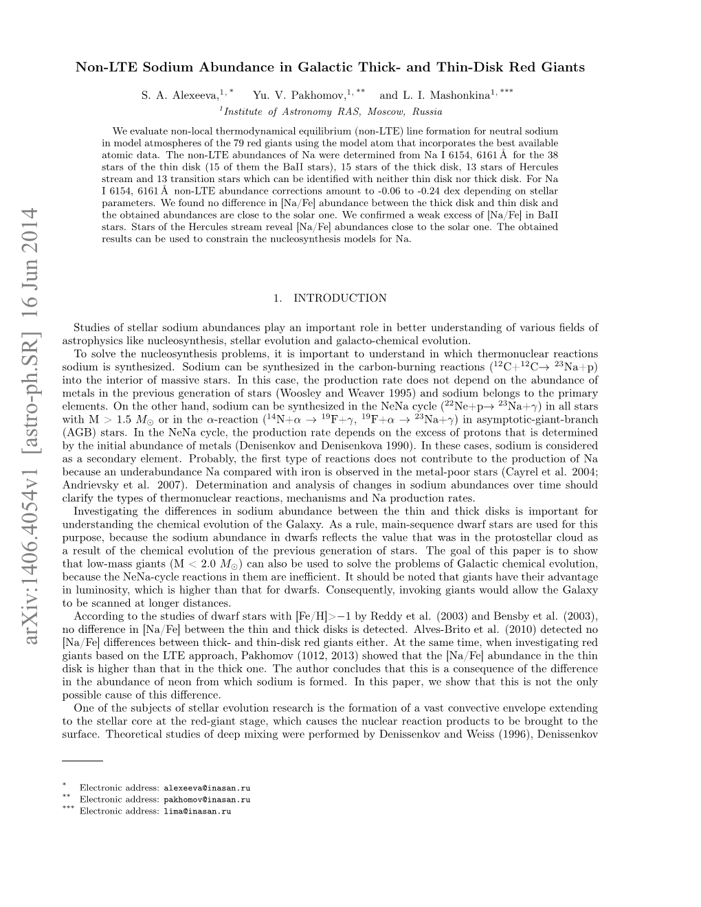 Non-LTE Sodium Abundance in Galactic Thick-And Thin-Disk Red