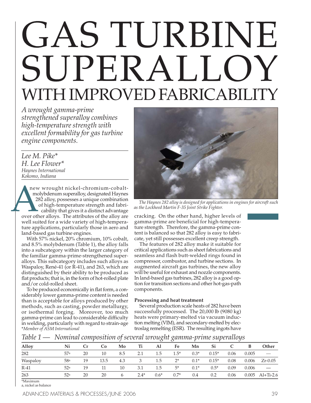 Gas Turbine Superalloy