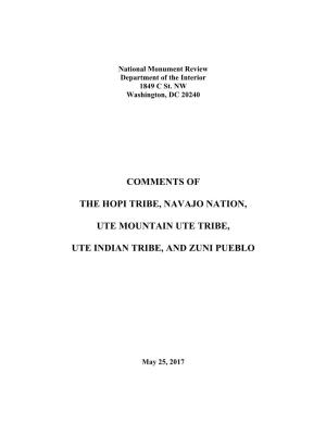 Comments of Hopi Tribe, Navajo Nation, Ute Tribe and Zuni Pueblo