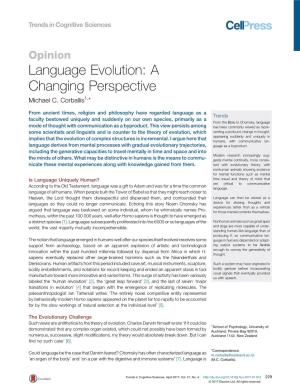 Language Evolution: a Changing Perspective Michael C