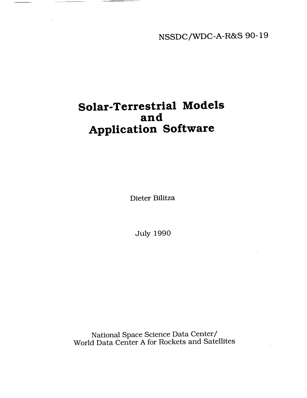 Solar-Terrestrial Models and Application Software