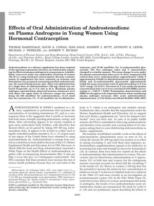 Effects of Oral Administration of Androstenedione on Plasma Androgens in Young Women Using Hormonal Contraception