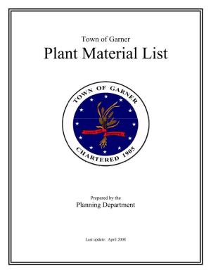 Plant Material List