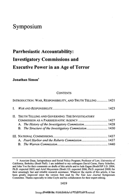 Parrhesiastic Accountability: Investigatory Commissions and Executive Power in an Age of Terror