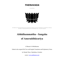 Abhidhammattha - Sangaha of Anuruddhācariya