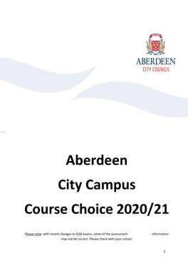 Aberdeen City Campus Course Choice 2020/21