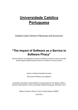 The Impact of Software As a Service in Software Piracy”