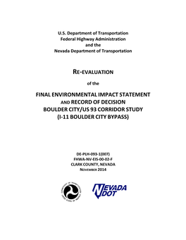 I-11 Boulder City Bypass Final Environmental Impact Statement Re