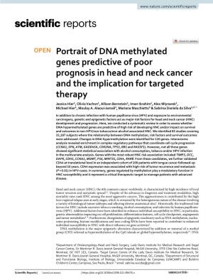 Portrait of DNA Methylated Genes Predictive of Poor Prognosis in Head