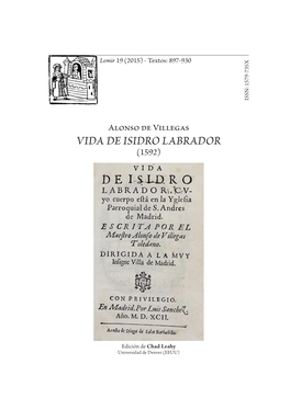 Vida De Isidro Labrador (1592)