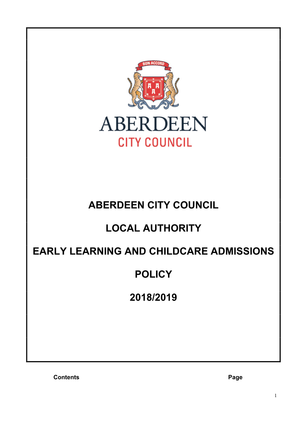 Aberdeen City Council Local Authority Early Learning and Childcare
