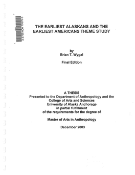 The Earliest Alaskans and the Earliest Americans Theme Study