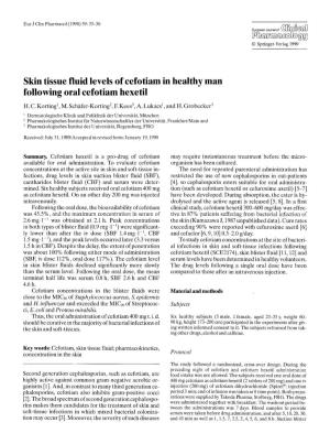 Skin Tissue Fluid Levels of Cefotiam in Healthy Man Following Oral Cefotiam Hexetil