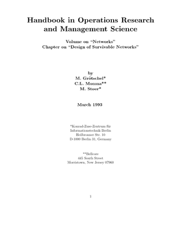 Handbook in Operations Research and Management Science