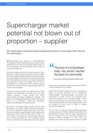 Turbocharging and Supercharging Supercharger Potential