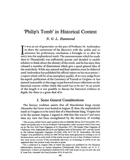 'Philip's Tomb' in Historical Context Hammond, N G L Greek, Roman and Byzantine Studies; Jan 1, 1978; 19, 4; Periodicals Archive Online Pg