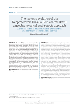 The Tectonic Evolution of the Neoproterozoic Brasília Belt, Central