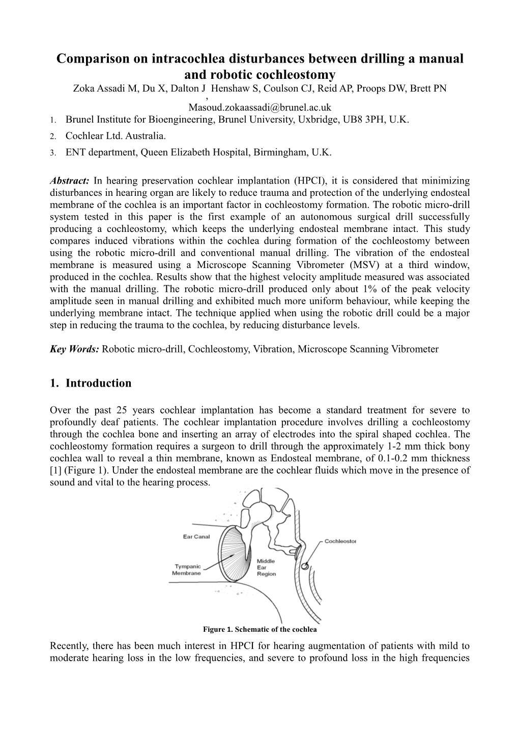 Contrast Study of Intracochlea Disturbances While Drilling a Cochleostomy Manually Vs