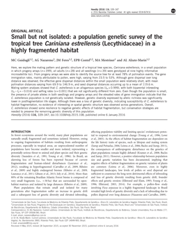 A Population Genetic Survey of the Tropical Tree Cariniana Estrellensis (Lecythidaceae) in a Highly Fragmented Habitat