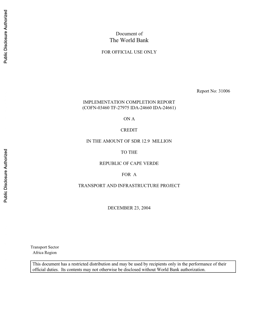 World Bank Document