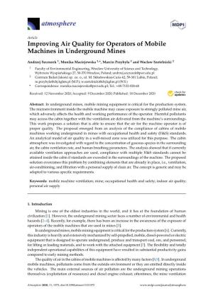 Improving Air Quality for Operators of Mobile Machines in Underground Mines