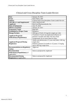 Clinical and Cross-Discipline Team Leader Review