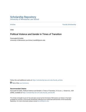Political Violence and Gender in Times of Transition