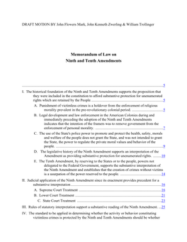 Memorandum of Law on Ninth and Tenth Amendments