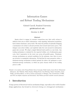 Information Games and Robust Trading Mechanisms