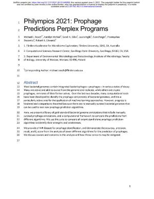 Philympics 2021: Prophage Predictions Perplex Programs