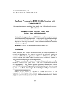 Baseband Processor for IEEE 802.11A Standard with Embedded BIST