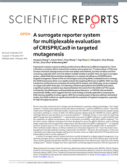 A Surrogate Reporter System for Multiplexable Evaluation of CRISPR