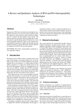 A Review and Qualitative Analysis of Ipv6 and Ipv4 Interoperability Technologies