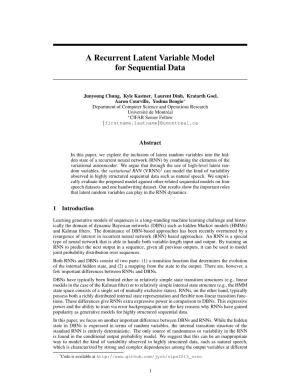 A Recurrent Latent Variable Model for Sequential Data
