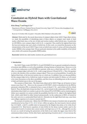 Constraint on Hybrid Stars with Gravitational Wave Events