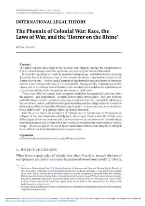 The Phoenix of Colonial War: Race, the Laws of War, and the ‘Horror on the Rhine’