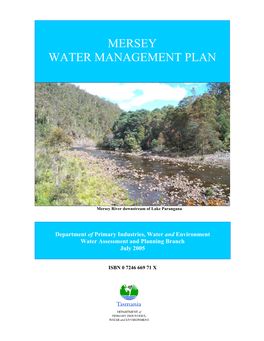 Mersey Water Management Plan