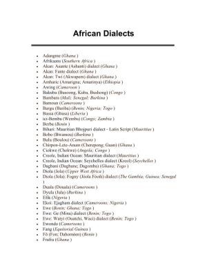 African Dialects