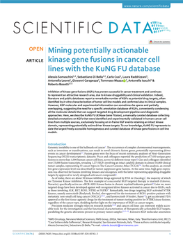 Mining Potentially Actionable Kinase Gene Fusions in Cancer Cell Lines with the Kung FU Database