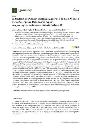 Induction of Plant Resistance Against Tobacco Mosaic Virus Using the Biocontrol Agent Streptomyces Cellulosae Isolate Actino 48