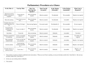 Parliamentary Procedures at a Glance
