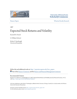 Expected Stock Returns and Volatility Kenneth R