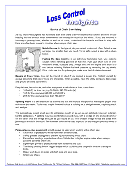 Basics of Chain Saw Safety