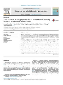 Acute Abdomen in Early Pregnancy Due to Ovarian Torsion Following Successful in Vitro Fertilization Treatment