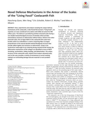 Coelacanth Fish Haocheng Quan, Wen Yang,* Eric Schaible, Robert O