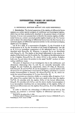 Differential Forms on Regular Affine Algebras