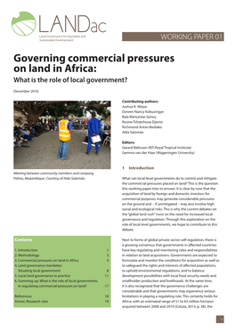 Governing Commercial Pressures on Land in Africa: What Is the Role of Local Government?