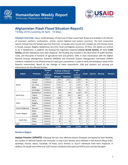 Afghanistan Flash Flood Situation Report3 15 May 2014 (Covering 24 April - 15 May)