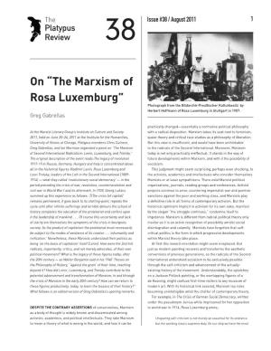 On “The Marxism of Rosa Luxemburg” Photograph from the Bildarchiv Preußischer Kulturbesitz by Herbert Hoffmann of Rosa Luxemburg in Stuttgart in 1907