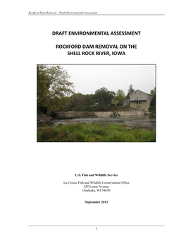 Draft Environmental Assessment Rockford Dam Removal on the Shell Rock River, Iowa